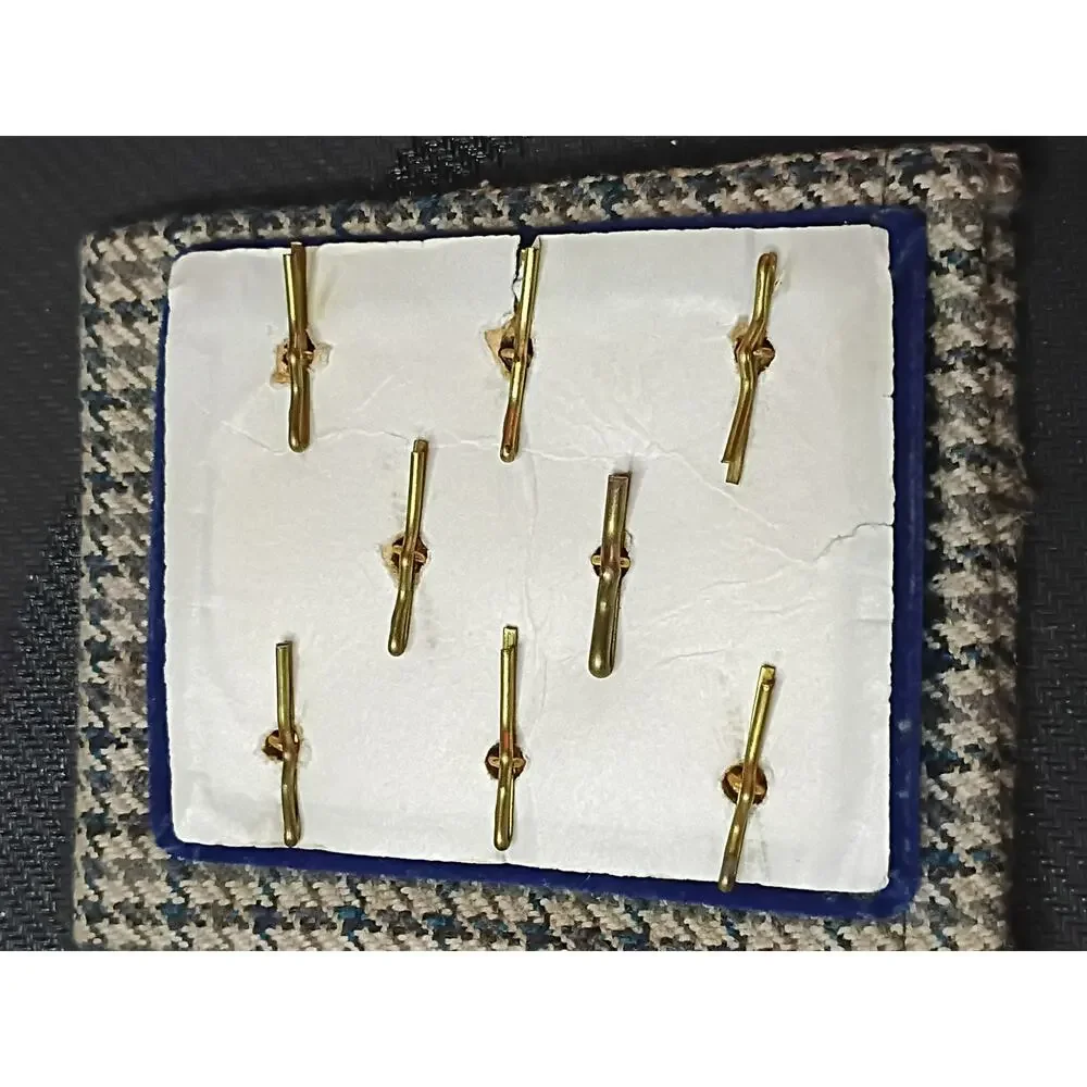 Vintage US Navy Uniform Button Set 4 Large 4 Small Cotter Pins Case Gilt Eagle